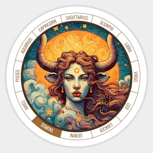 ZODIAC Taurus - Astrological TAURUS - TAURUS - ZODIAC sign - Van Gogh style - 10 Sticker